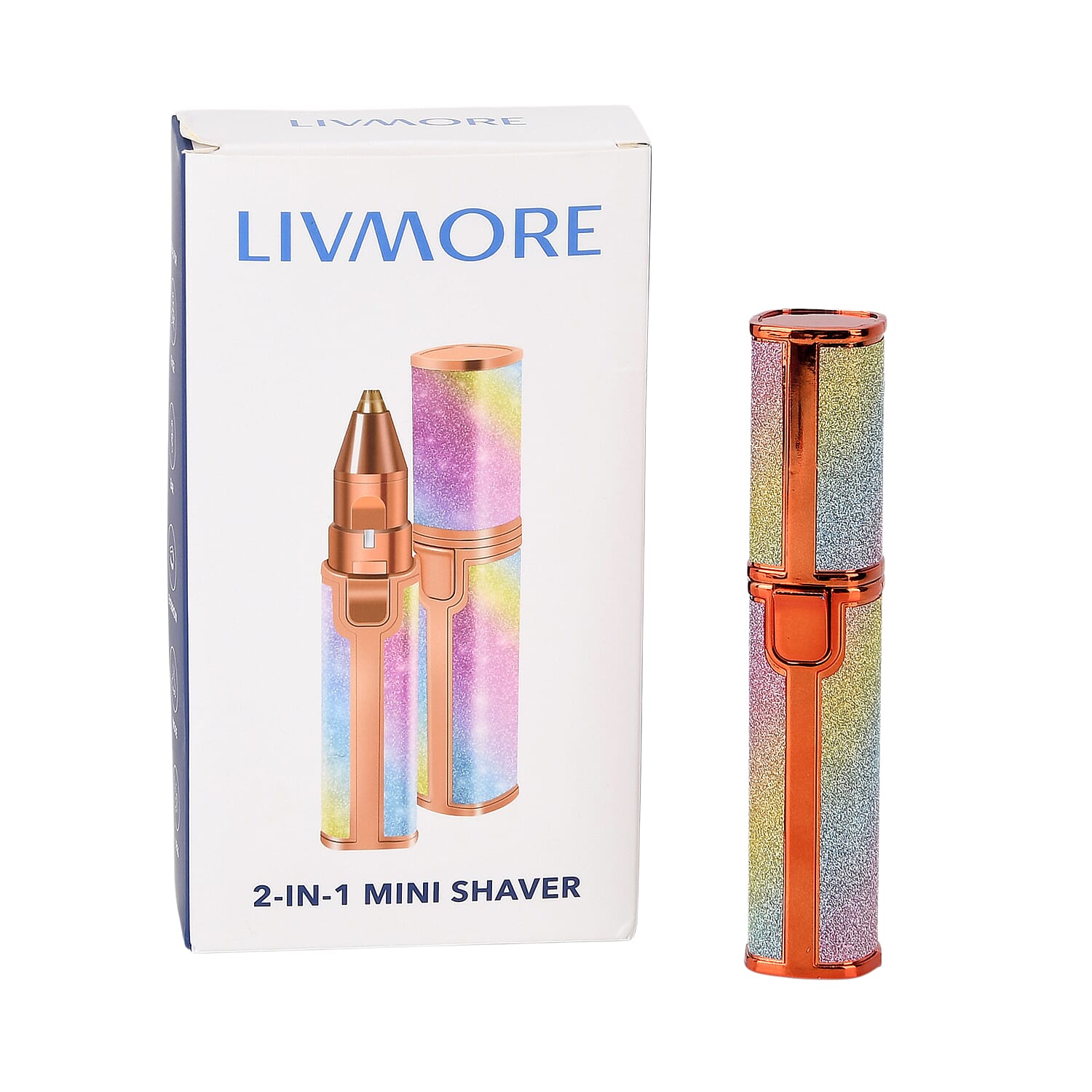Beautech 2-in-1 Rechargeable Waterproof Lady Shaver with 2 Replaceable Heads and LED Light - Rainbow Color