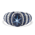 Blue Star Sapphire (DF) and Multi Gemstone Ring in Platinum Over Sterling Silver 5.90 ctw (Del. in 7-10 Days) - Sticky add to cart bar