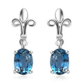 London Blue Topaz Dangle Earrings in Platinum Over Sterling Silver 1.75 ctw - Sticky add to cart bar