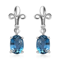 London Blue Topaz Dangle Earrings in Platinum Over Sterling Silver 1.75 ctw
