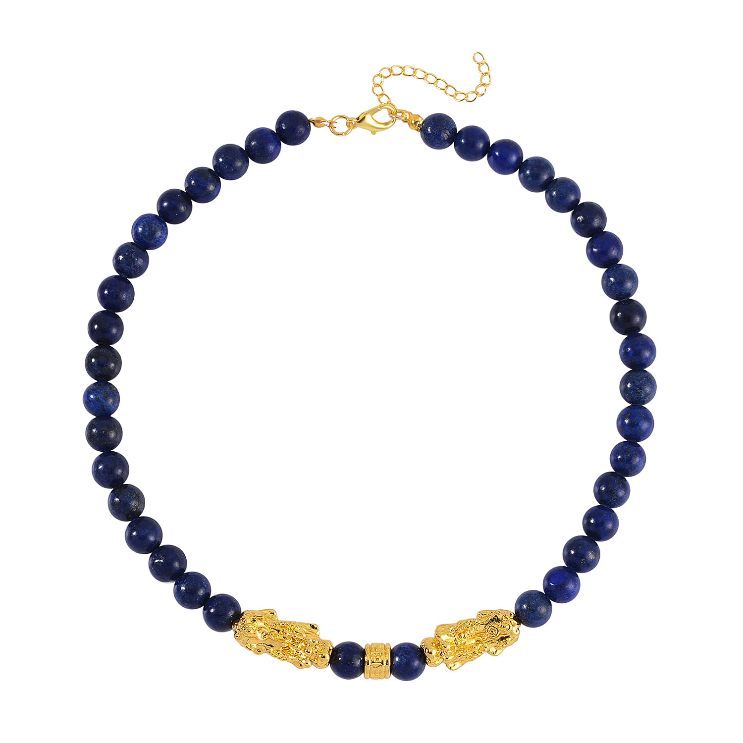 TLV Lapis Lazuli Pixiu and Beaded Necklace (18-20 Inches) in Goldtone 325.00 ctw