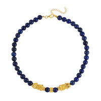 TLV Lapis Lazuli Pixiu and Beaded Necklace (18-20 Inches) in Goldtone 325.00 ctw