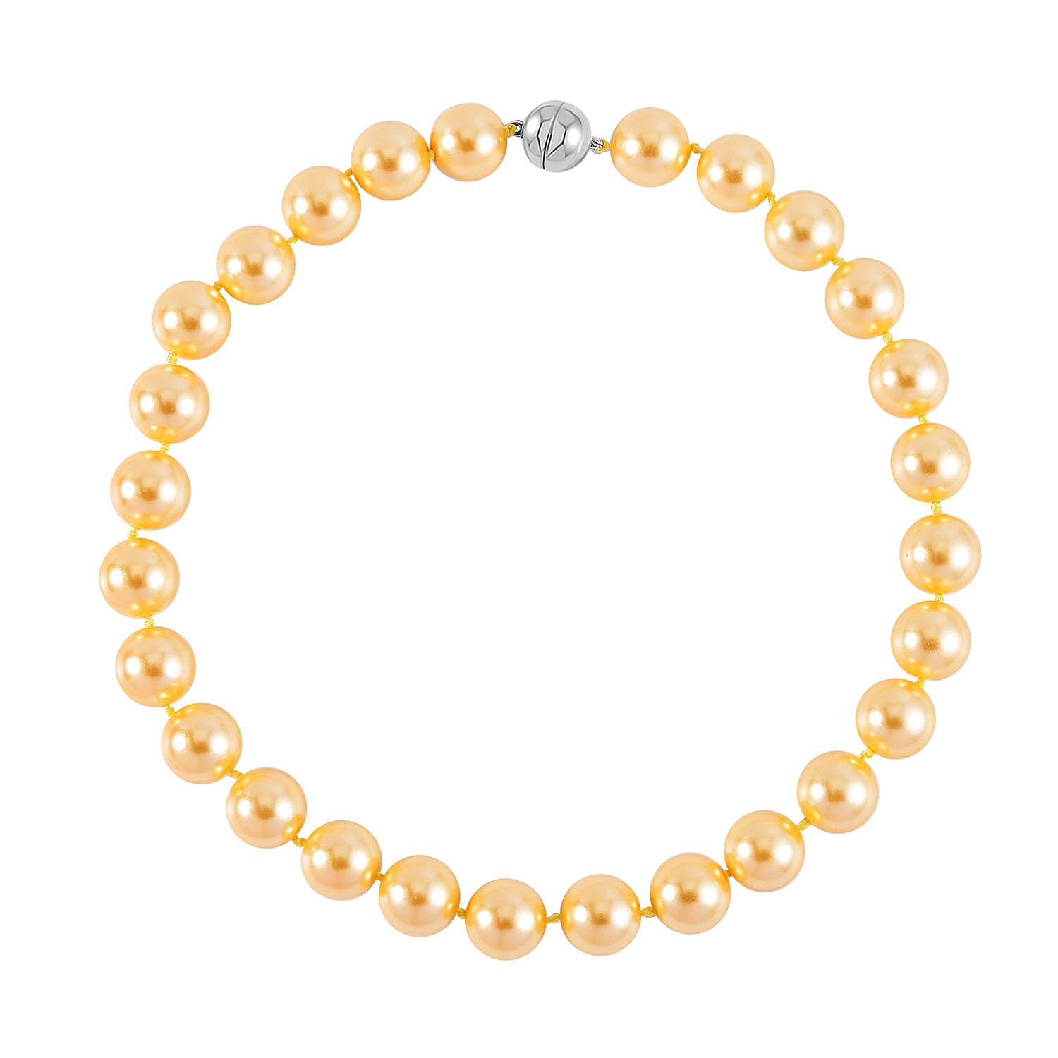 Doorbuster Golden Color Shell Pearl Beaded Necklace 20 Inches in Stainless Steel