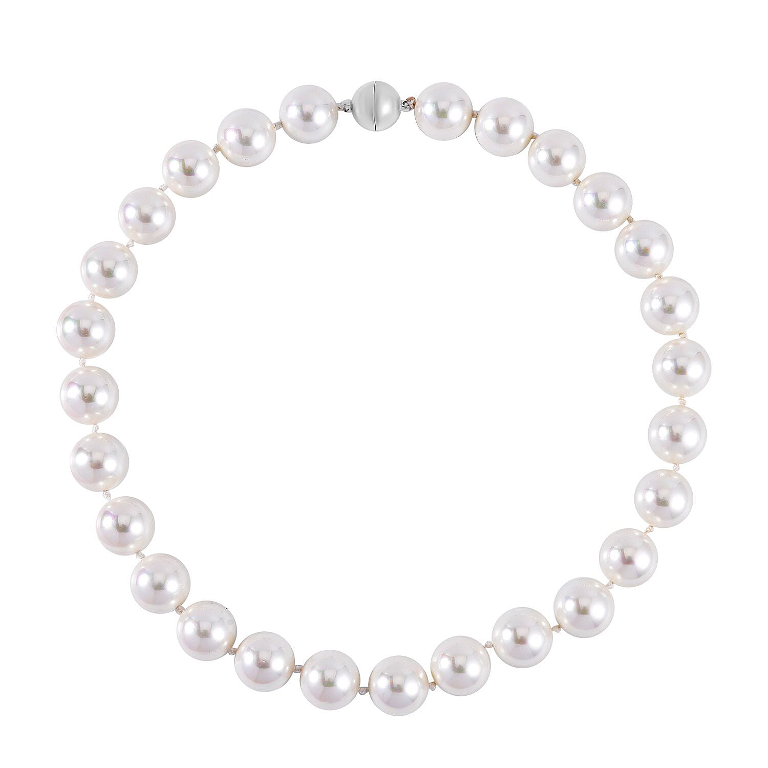 Doorbuster Golden Color Shell Pearl Beaded Necklace 20 Inches in Stainless Steel