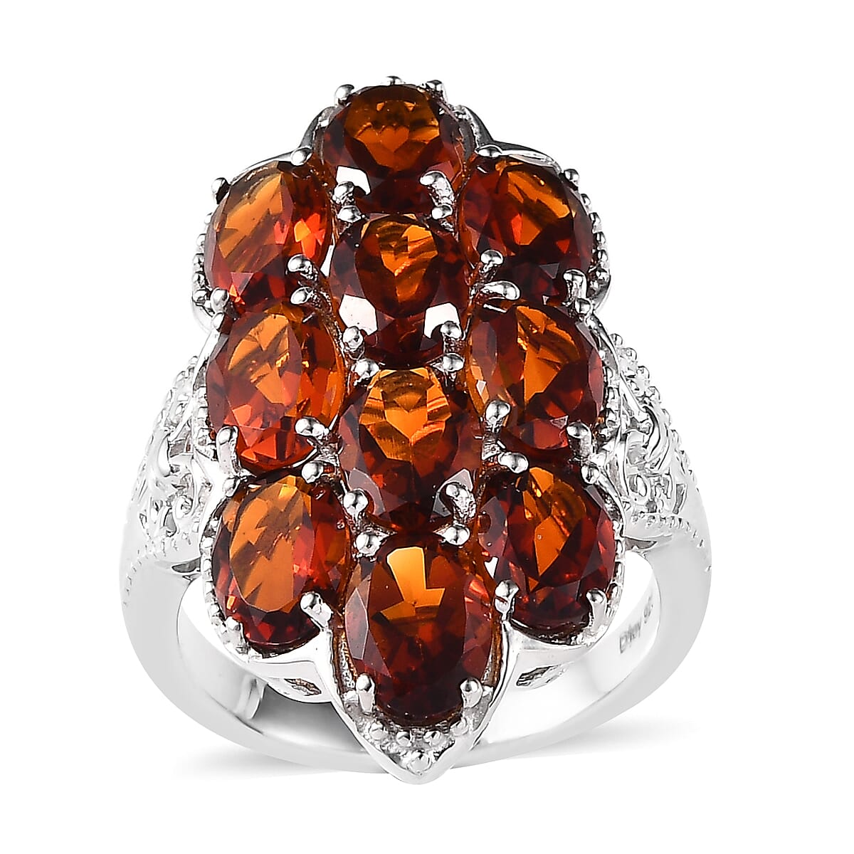Premium Santa Ana Madeira Citrine Cluster Ring in Platinum Over Sterling Silver (Size 10.0) 6.90 ctw