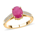 Certified & Appraised Luxoro 14K Yellow Gold AAA Montepuez Ruby, Diamond (G-H, I2) Ring (Size 10.0) (3.68 g) 2.35 ctw - Sticky add to cart bar