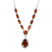 Premium Santa Ana Madeira Citrine and White Zircon Drop Necklace 18-20 Inches in Platinum Over Sterling Silver 4.15 ctw
