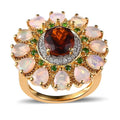 AAA Santa Ana Madeira Citrine and Multi Gemstone Floral Ring in Vermeil Yellow Gold Over Sterling Silver (Size 10.0) 5.50 ctw - Sticky add to cart bar