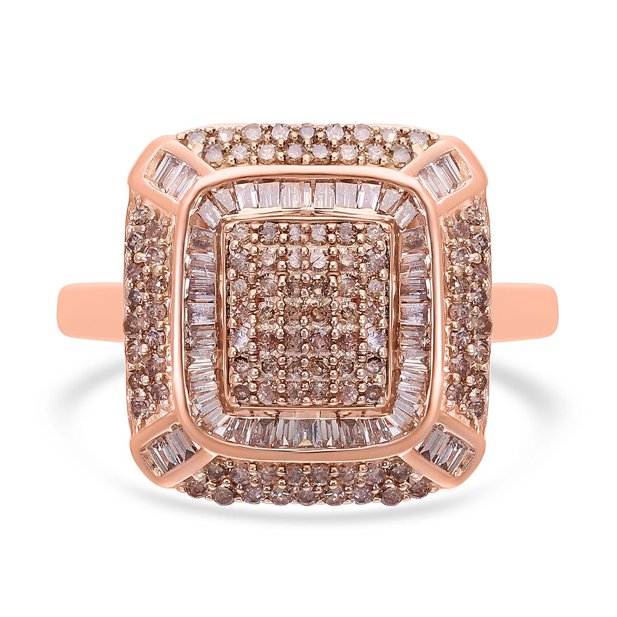 Natural Champagne Diamond Cushion Halo Ring