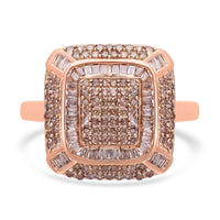 Natural Champagne Diamond Cushion Halo Ring