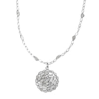 Polki Diamond and Kanchanaburi Blue Sapphire 4.00 ctw Necklace 18 Inches in in Platinum Over Sterling Silver