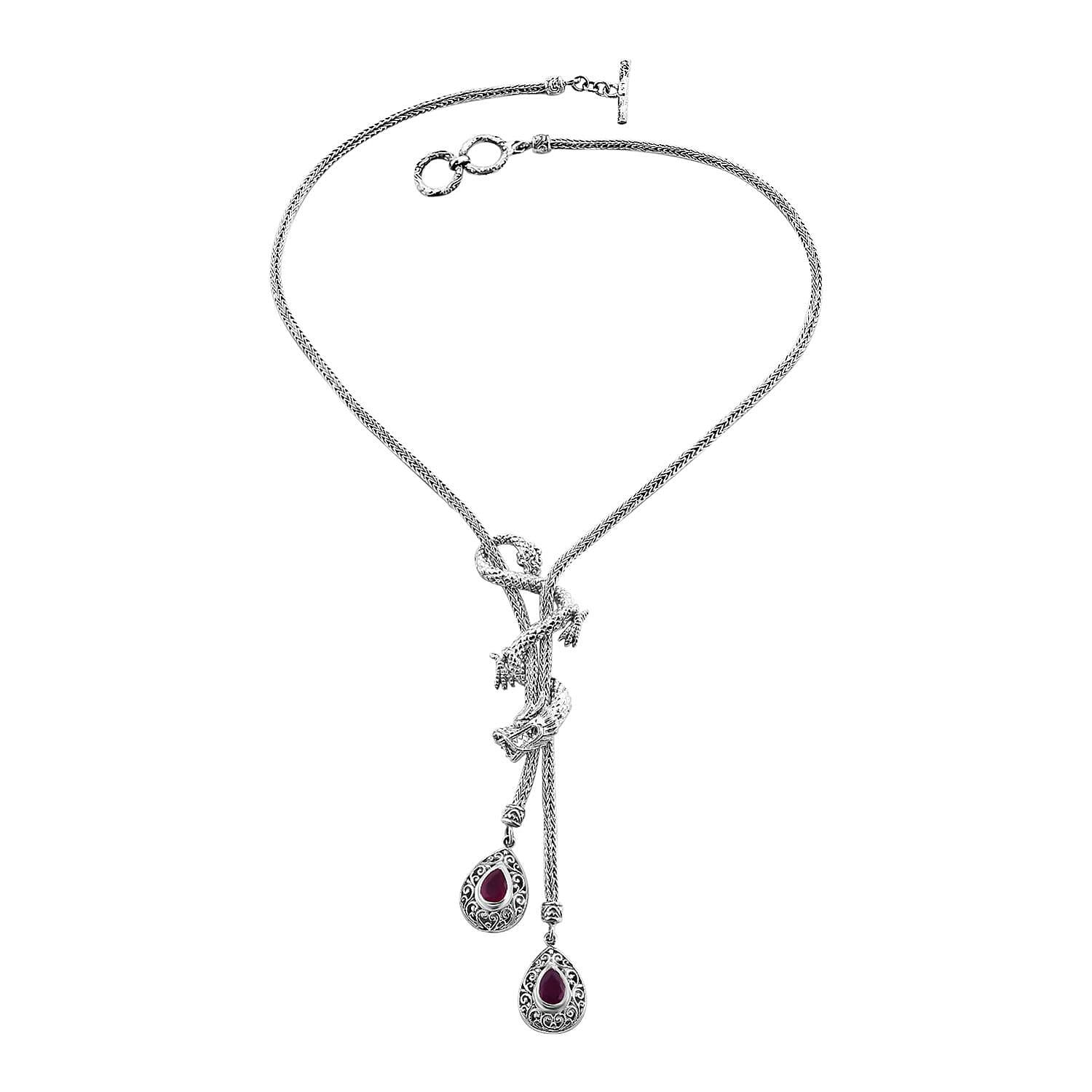 Doorbuster Bali Legacy Premium Masoala Sapphire (FF) Lariat Necklace (18 Inches) in Sterling Silver 3.25 ctw