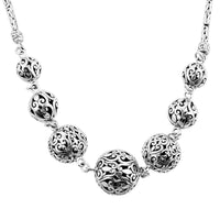 Bali Legacy Filigree Ball Toggle Clasp Necklace in Sterling Silver 18-19 Inches 34.75 Grams