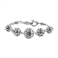 Doorbuster Bali Legacy Sterling Silver Filigree Ball Toggle Clasp Bracelet (6.5 In) (18 g)