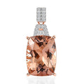 Luxoro 14K Rose Gold AAA Marropino Morganite and G-H I2 Diamond Pendant 9.85 ctw - Sticky add to cart bar
