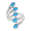 Doorbuster Bali Legacy Sleeping Beauty Turquoise 5 Stone Ring in Sterling Silver (Size 10.0) 2.40 ctw - Sticky add to cart bar