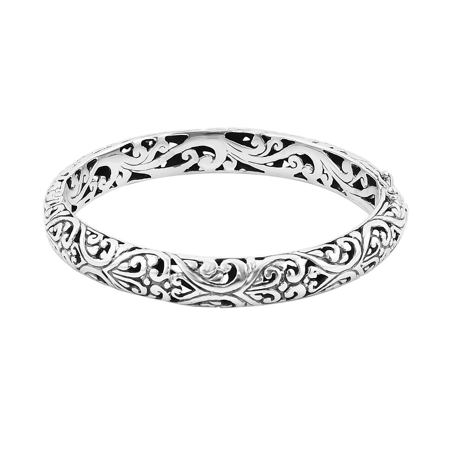 Doorbuster Bali Legacy Sterling Silver Bangle Bracelet (7.25 In) 34.40 Grams