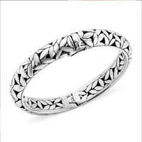 Bali Legacy Sterling Silver Floral Bangle Bracelet (6.50 In) (Del. in 7-10 Days) (27.75 g)