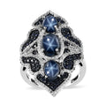 Blue Star Sapphire (DF) and Multi Gemstone Elongated Ring in Sterling Silver 6.60 ctw - Sticky add to cart bar