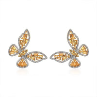 GP Trionfo Collection Premium Brazilian Citrine and White Zircon Butterfly Earrings in Vermeil Yellow Gold Over Sterling Silver 4.70 ctw (Del. in 7-10 Days)