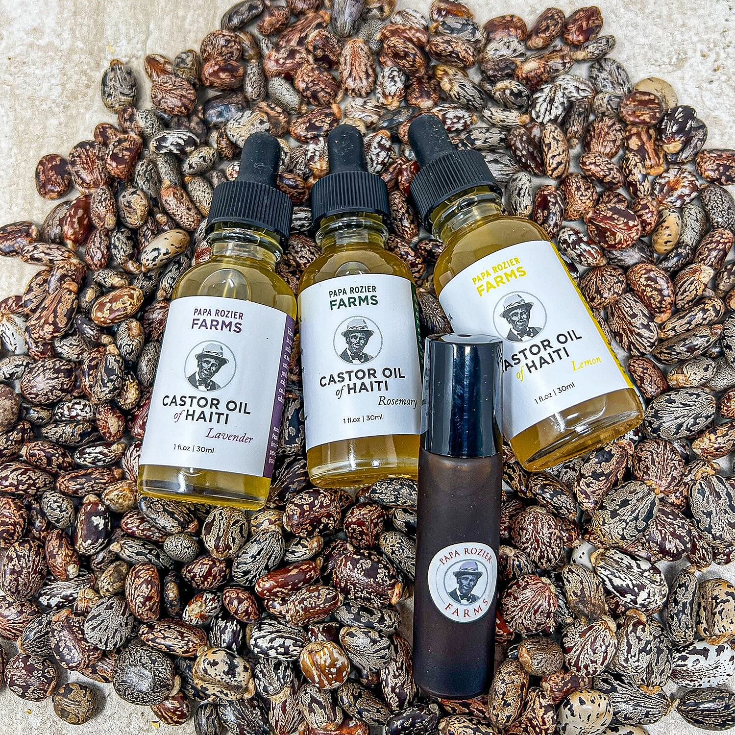 Papa Rozier Scented Castor Oil of Haiti Hair, Scalp, and Body Treatment Bundle