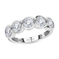 Moissanite 5 Stone Ring in Platinum Over Sterling Silver (Size 10.0) 1.65 ctw - Sticky add to cart bar