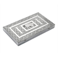 Oxidized Aluminum Tiger Embossed Big Jewelry Box with Anti Scratch Velvet Lining, Anti Tarnish Multipurpose Jewelry Organizer with Ring Rows