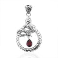 Doorbuster Bali Legacy Mozambique Garnet Snake Pendant in Sterling Silver 1.25 ctw - Sticky add to cart bar