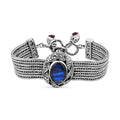 Bali Legacy Malagasy Labradorite, Mozambique Garnet Toggle Clasp Bracelet in Sterling Silver (6.50 In) 14.20 ctw - Sticky add to cart bar