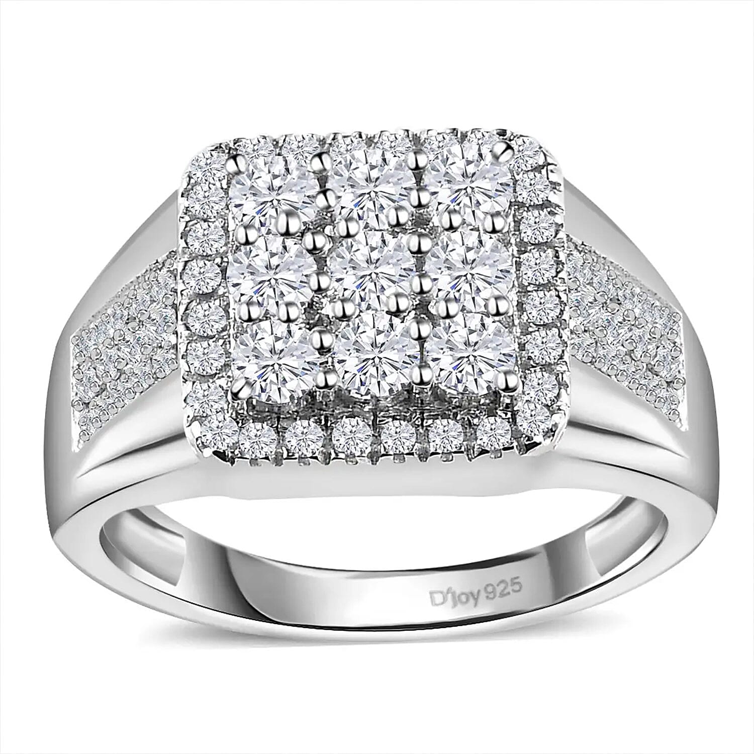 Doorbuster Moissanite Men's Ring in Platinum Over Sterling Silver (Size 9.0) (Del. in 5-7 Days) 2.35 ctw