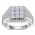 Doorbuster Moissanite Men's Ring in Platinum Over Sterling Silver (Size 9.0) (Del. in 5-7 Days) 2.35 ctw - Sticky add to cart bar