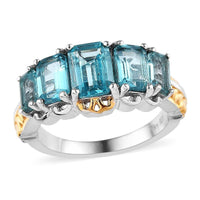 Madagascar Paraiba Apatite 5 Stone Ring in Vermeil YG and Platinum Over Sterling Silver (Size 10.0) 2.80 ctw