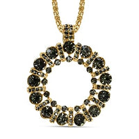 Green Austrian Crystal Necklace in Black Silvertone 28 Inches