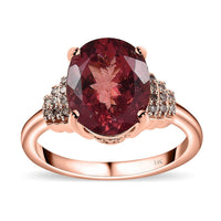 Luxoro 14K Rose Gold Premium Blush Apatite and I3 Natural Champagne Diamond Ring 4.10 ctw