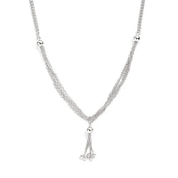Doorbuster Platinum Over Sterling Silver Multi Layer Tassel Chain Necklace (20 Inches) (14.25 g)