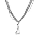 Doorbuster Platinum Over Sterling Silver Multi Layer Tassel Chain Necklace (20 Inches) (12.90 g) - Sticky add to cart bar