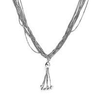 Doorbuster Platinum Over Sterling Silver Multi Layer Tassel Chain Necklace (20 Inches) (12.90 g)