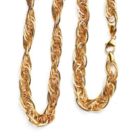 Vermeil Yellow Gold Over Sterling Silver 8mm Multi Oval Link Fancy Chain Necklace 20 Inches 48 Grams