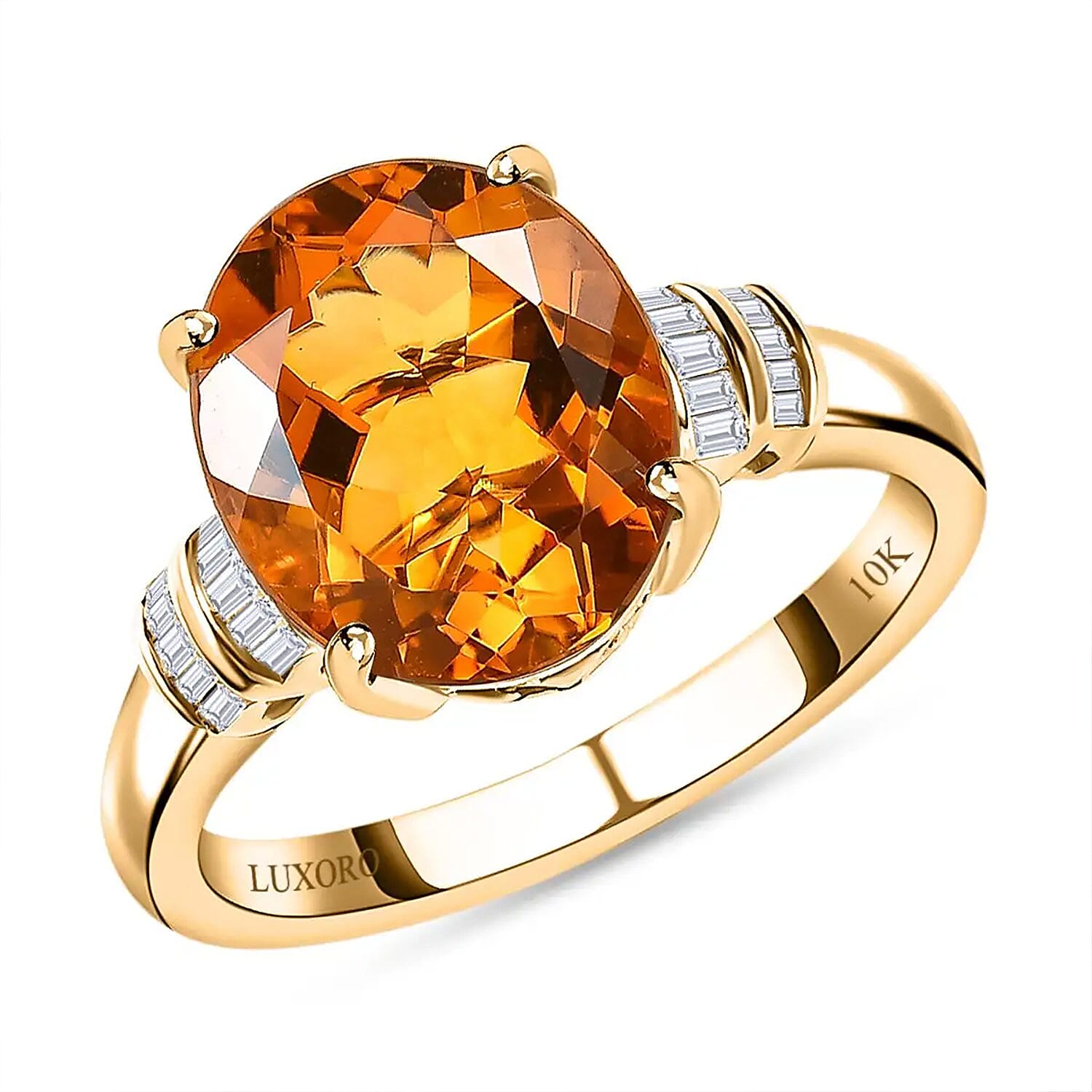 Luxoro 10K Yellow Gold Premium Santa Ana Madeira Citrine and Diamond Ring (Size 10.0) 4.75 ctw