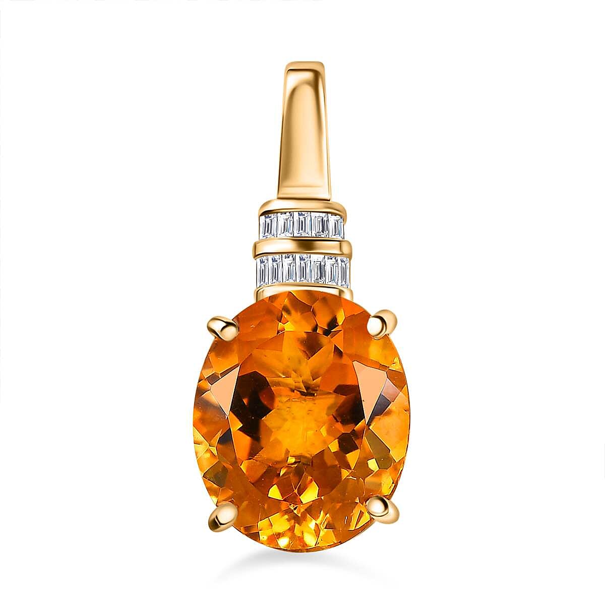 Luxoro 10K Yellow Gold Premium Santa Ana Madeira Citrine and Diamond Pendant 4.35 ctw