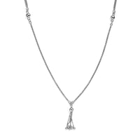 Doorbuster Platinum Over Sterling Silver Link Chain Tassel Necklace (20 Inches) (10.40 g)