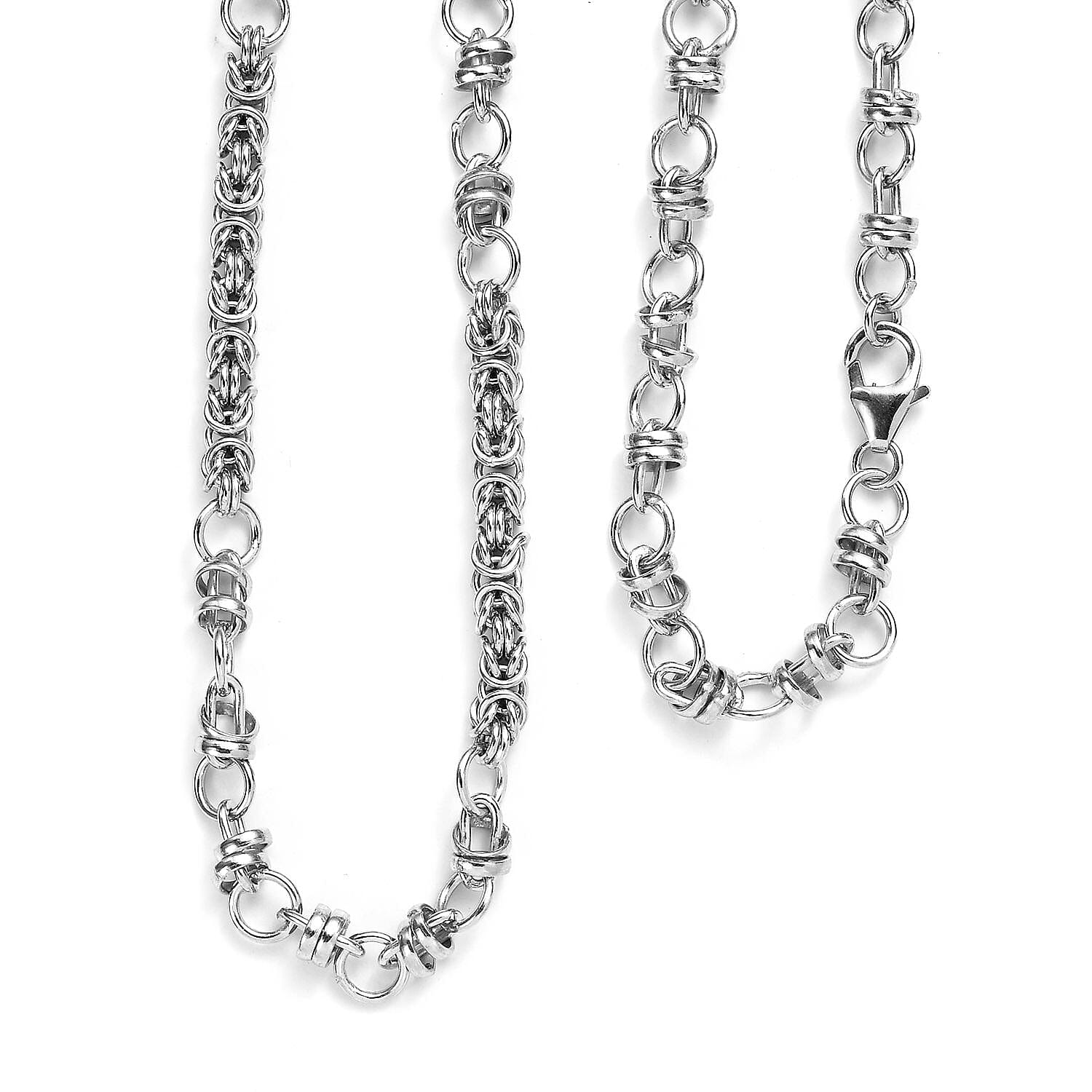 Doorbuster Platinum Over Sterling Silver 8.5mm Fancy Byzantine Link Chain Necklace 20 Inches 22.10 Grams