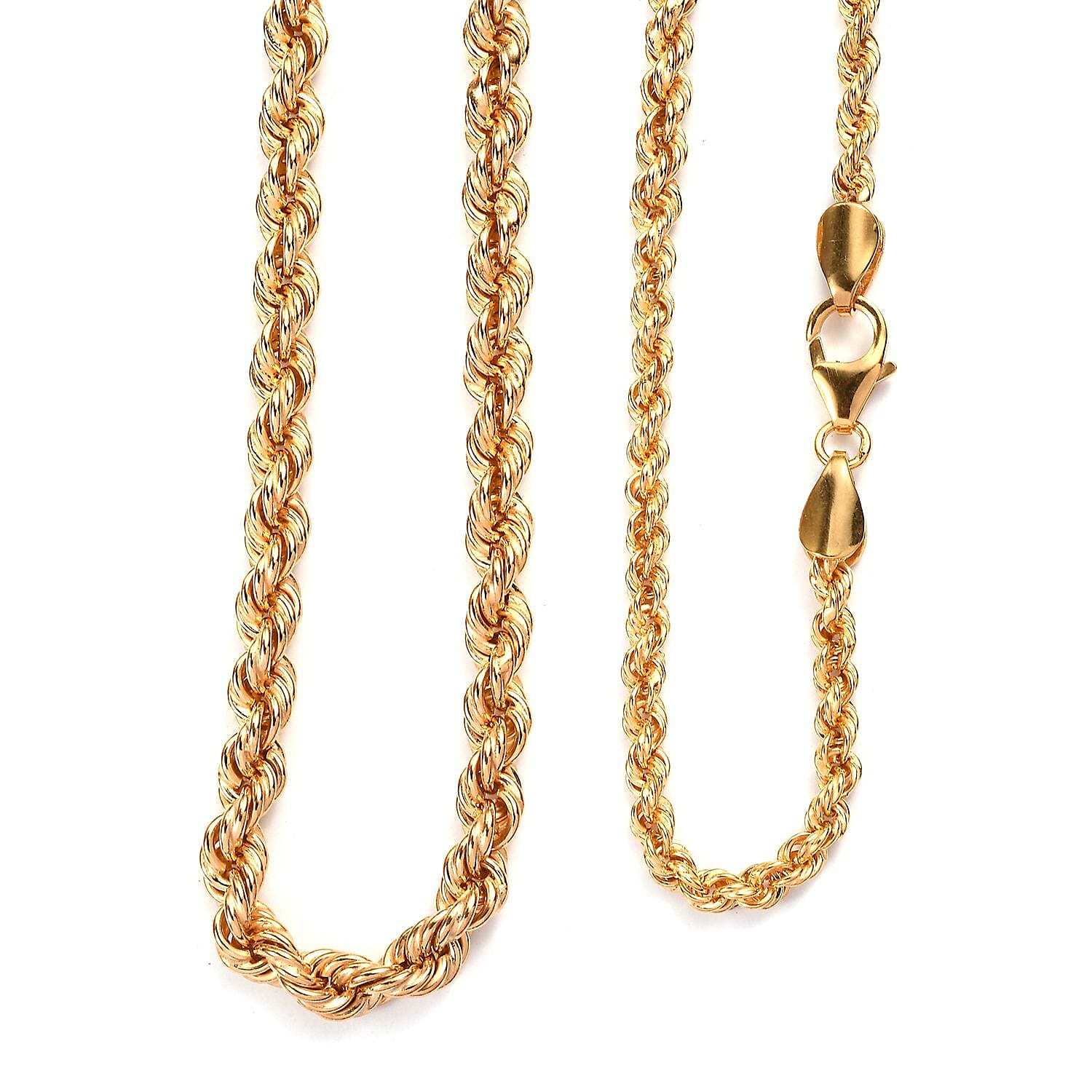 Vermeil Yellow Gold Over Sterling Silver 5mm Rope Chain Necklace 20 Inches 30 Grams