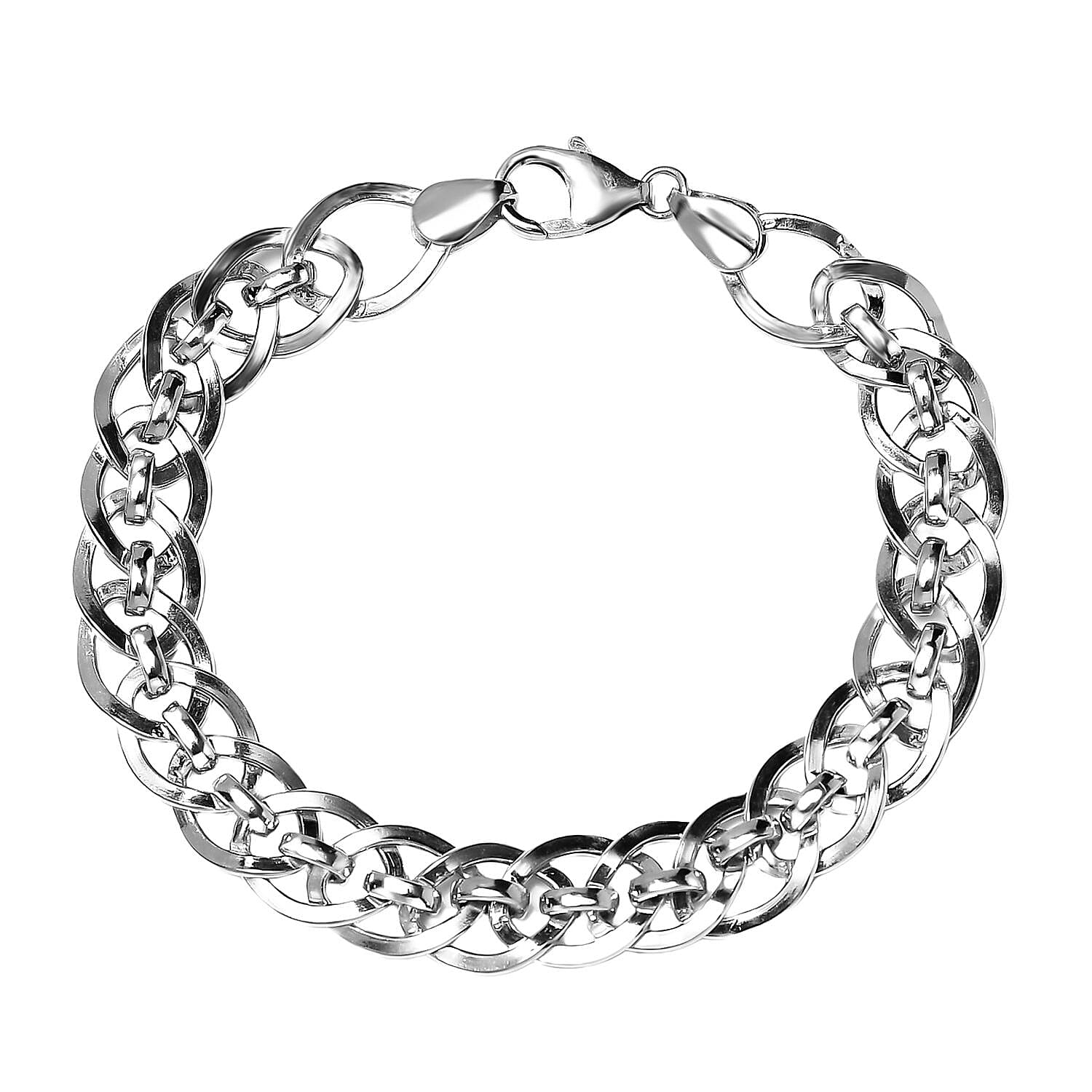 Doorbuster Platinum Over Sterling Silver Fancy Cain Bracelet (7.25 In) 16.60 Grams