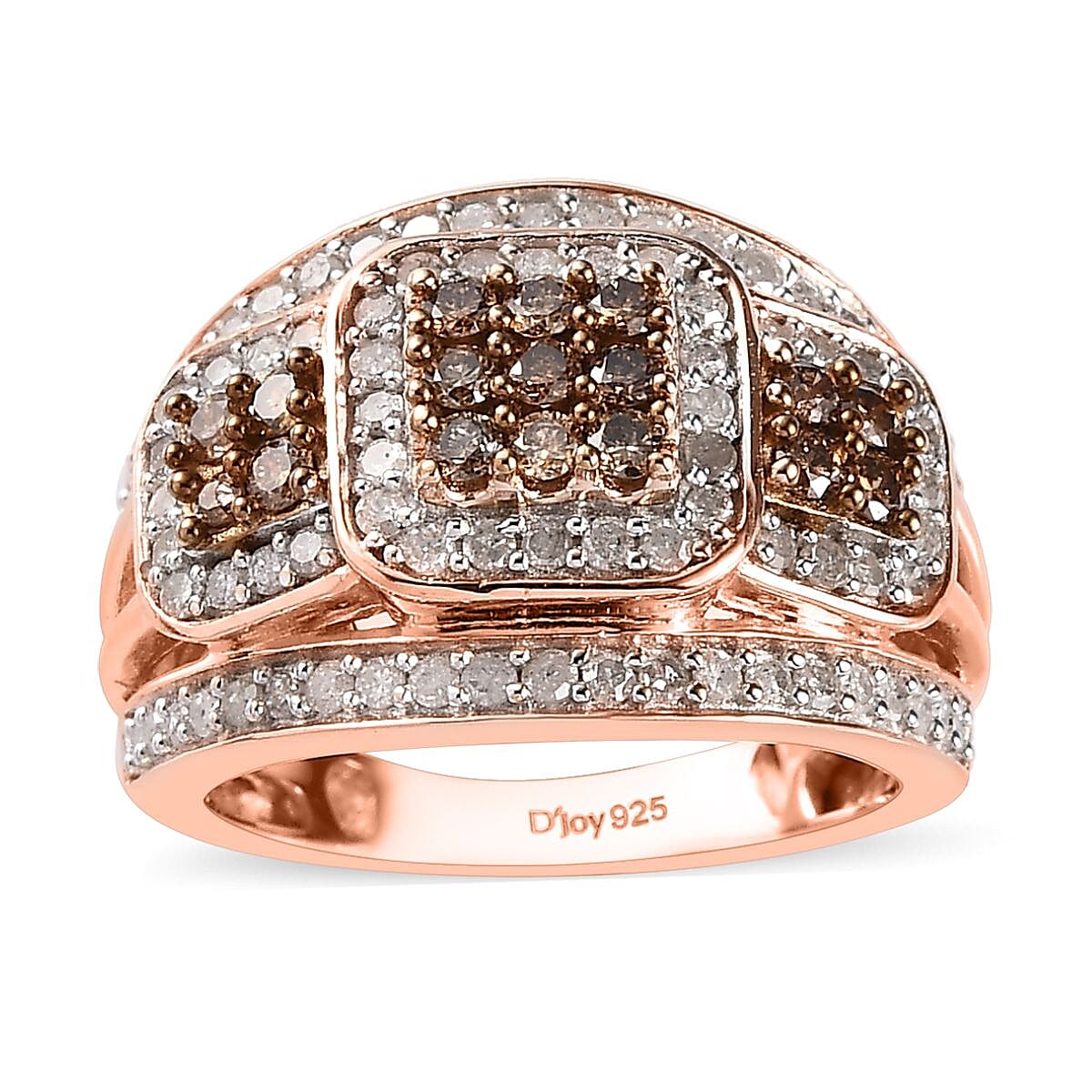 Champagne and White Diamond Ring in Sterling Silver