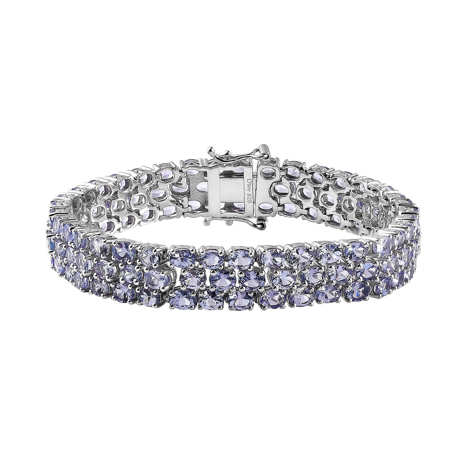 Tanzanite Three-Row Bracelet in Platinum Over Sterling Silver (6.50 In) (Del. in 7-10 Days) 22.25 ctw