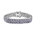 Tanzanite Three-Row Bracelet in Platinum Over Sterling Silver (6.50 In) (Del. in 7-10 Days) 22.25 ctw - Sticky add to cart bar