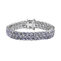 Tanzanite Three-Row Bracelet in Platinum Over Sterling Silver (6.50 In) (Del. in 7-10 Days) 22.25 ctw