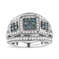 Blue Diamond (IR), White Diamond Ring in Platinum Over Sterling Silver (Size 10.0) 1.00 ctw - Sticky add to cart bar