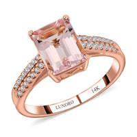 Luxoro 14K Rose Gold AAA Pink Morganite and I2 Diamond Ring 2.35 ctw